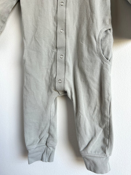 Pehr Light Grey Button Romper • 3-6 months