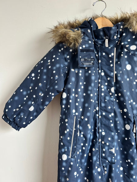 NEW Reima Blue and White with Faux Fur on Hood Snowsuit • 4 years (104cm)