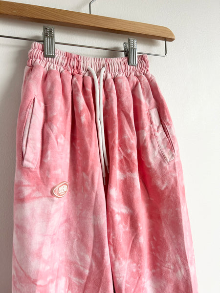 Pink Tie Dye Lined Sweatpants with Drawstring • 4-6 years