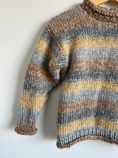 Muted Browns and Neutral Handmade Knit Sweater • 2-3 years