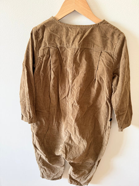 Petits Vilains Brown Thin Corduroy Boiler Suit • 4-5 years