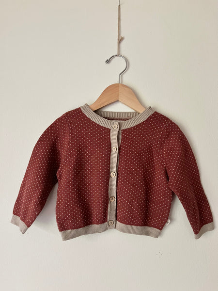 Wheat Red Button Cardigan • 12-18 months