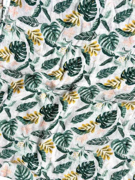 LouLou Lollipop Monstera Muslin Blanket • 42" x 42"