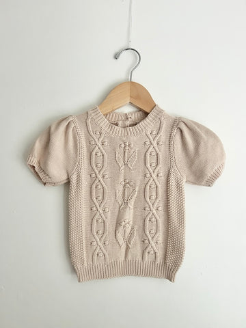 Jamie Kay Flower Eyelet Short Sleeve Sweater • 6-12 months