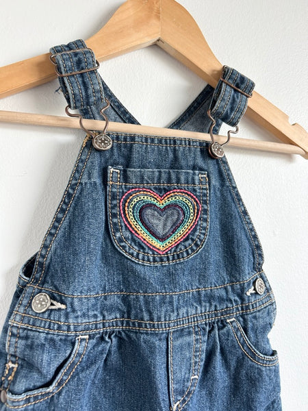 OshKosh Rainbow Heart Embroidered Overalls • 12-18 months