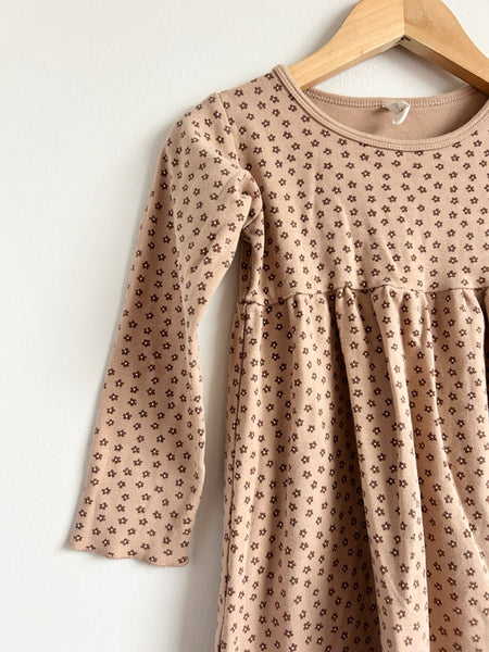 Quincy Mae Brown Tiny Floral Long Sleeve Dress • 3-4 years
