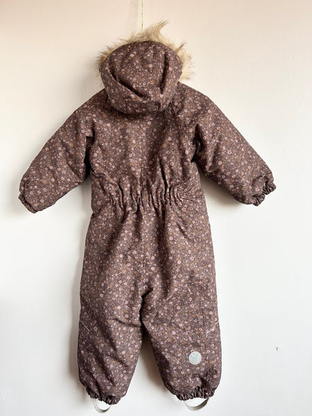Wheat Kids Brown, Purple, and Pink Floral Nickie Snowsuit • 2-3 years