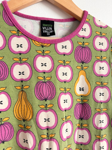 Villervalla Produce Green Long Sleeve Dress • 7-9 years (134cm)