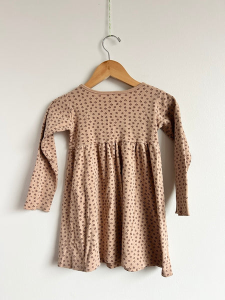 Quincy Mae Brown Tiny Floral Long Sleeve Dress • 3-4 years