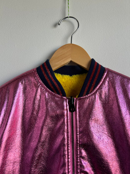Marc Jacobs Reversible Fuzzy Yellow/Metallic Bomber Jacket • 8-11 years