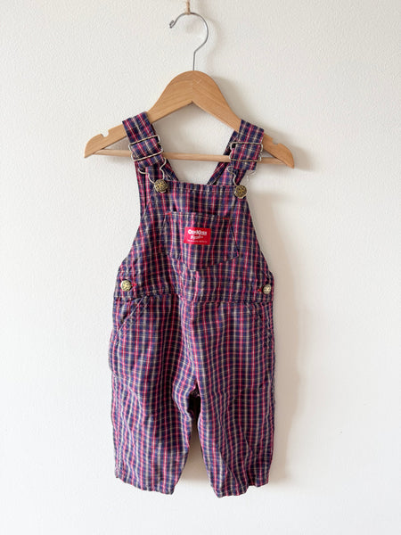Vintage OshKosh Plaid Overalls • 18 months