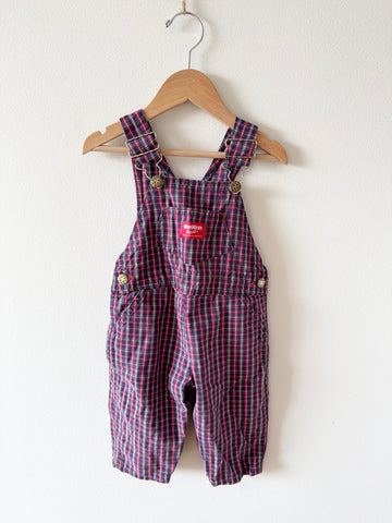 Vintage OshKosh Plaid Overalls • 18 months