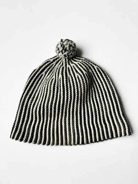 Misha and Puff Black and White Merino Garter Hat • 4-8+ years