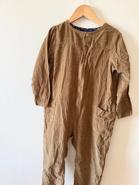 Petits Vilains Brown Thin Corduroy Boiler Suit • 4-5 years