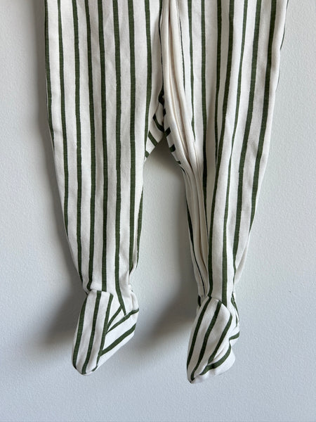 Pehr Green Striped Footed Sleeper • 6-12 months