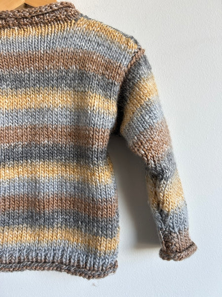 Muted Browns and Neutral Handmade Knit Sweater • 2-3 years