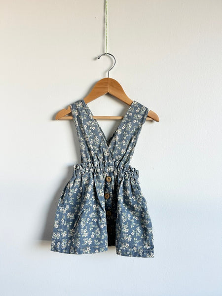 Zara Blue Floral Pinafore Style Dress • 12-18 months