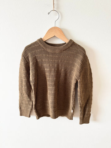 Wheat Brown Knit Striped Sweater • 4-5 years