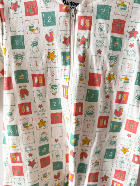 NEW Vintage OshKosh Red and Green Beach Onesie • Small (3-6 months)