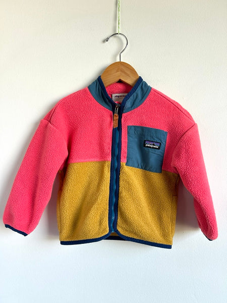 Patagonia Pink Mustard Blue Fleece Zip • 2 years