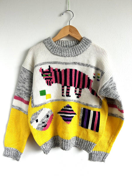 Vintage Tongba Knit Cat Sweater • 6-9 years
