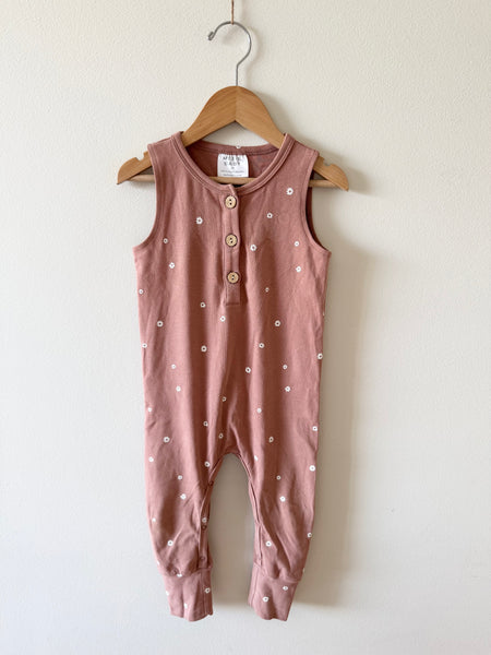 Mebie Baby Pink Floral Tank Romper • 2-3 years