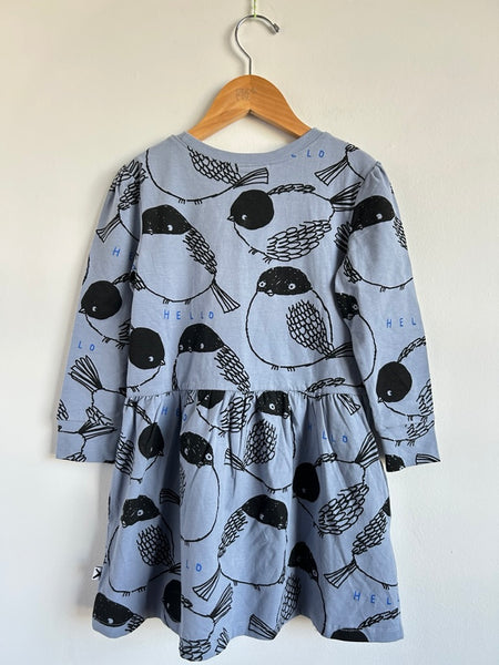 Minti Melbourne Birds Blue Long Sleeve Dress • 4 years