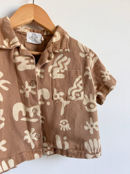 By Billie Boxy Brown Button Up Top • 3 years