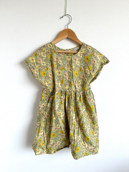 Petits Vilains Yellow Floral Cotton Short Sleeve Dress • 4-5 years