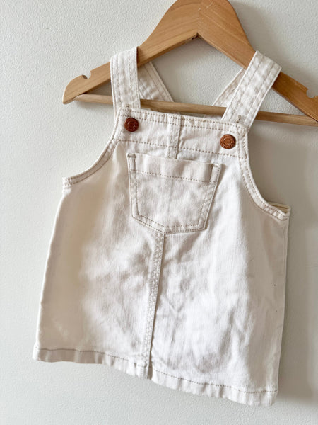 Old Navy White Denim Overall Dress • 12-18 months