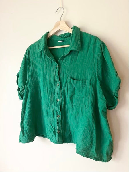 Old Navy Green Muslin Button Up Top • Adult XL