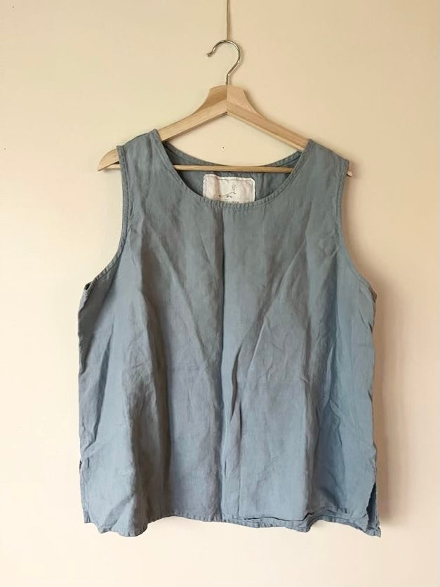 Not Perfect Linen Porto Blue Tank Top • Adult XL
