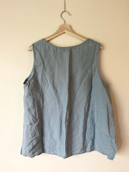Not Perfect Linen Porto Blue Tank Top • Adult XL
