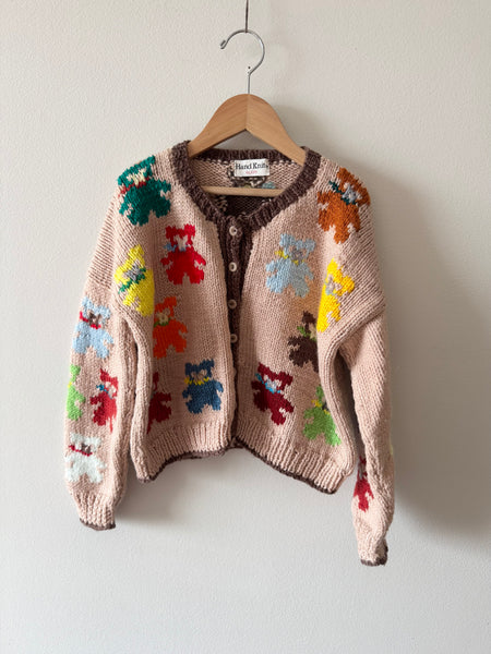 Handknit by Aileen Teddy Bear Cardigan • 6-8 years