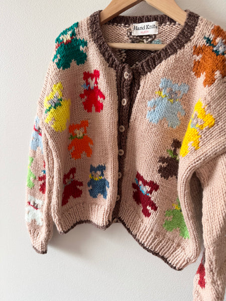 Handknit by Aileen Teddy Bear Cardigan • 6-8 years