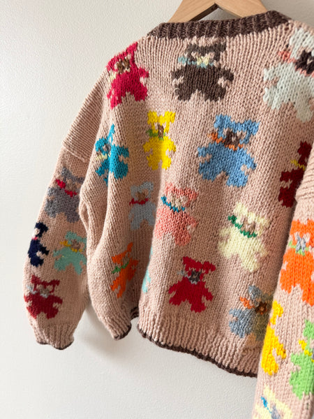 Handknit by Aileen Teddy Bear Cardigan • 6-8 years
