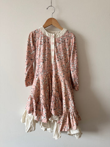 Paper Wings Deer Tiered Ruffle Long Sleeve Dress • 5-6 years