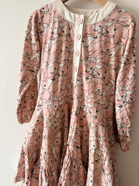 Paper Wings Deer Tiered Ruffle Long Sleeve Dress • 5-6 years