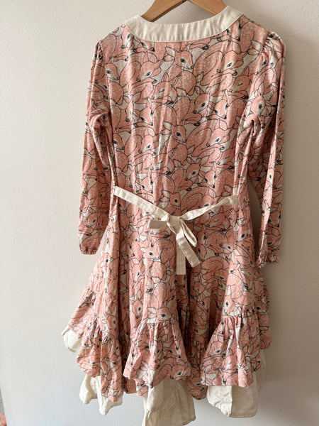 Paper Wings Deer Tiered Ruffle Long Sleeve Dress • 5-6 years