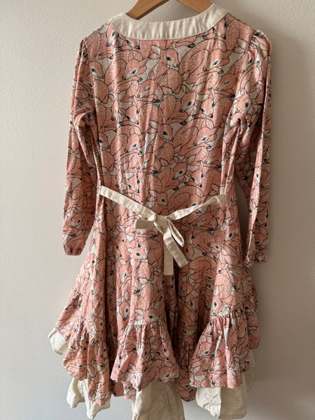 Paper Wings Deer Tiered Ruffle Long Sleeve Dress • 5-6 years