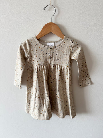Jax and Lennon Long Sleeve Terrazo Dress with Buttons • 6-12 months