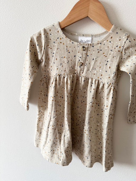 Jax and Lennon Long Sleeve Terrazo Dress with Buttons • 6-12 months