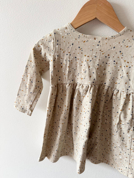 Jax and Lennon Long Sleeve Terrazo Dress with Buttons • 6-12 months