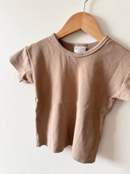Jax and Lennon Brown Ribbed T-Shirt • 1-2 years