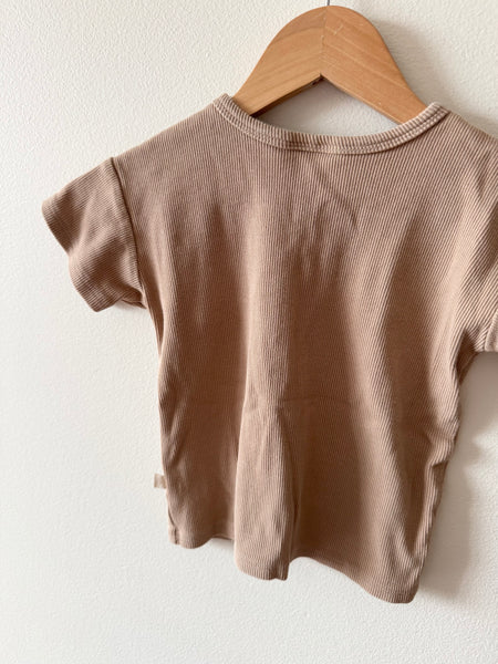 Jax and Lennon Brown Ribbed T-Shirt • 1-2 years