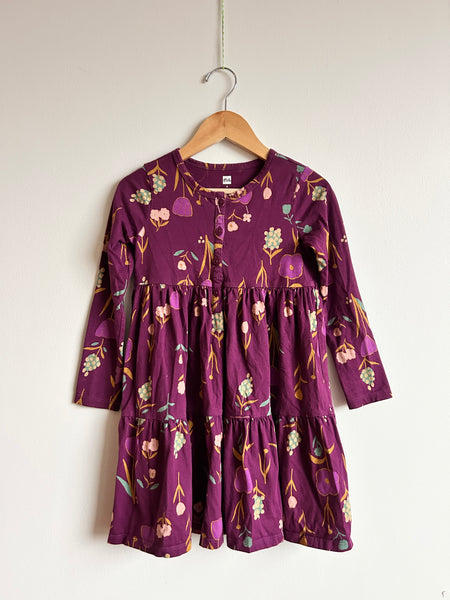Tea Collection Purple Floral Dress with Buttons • 5-6 years
