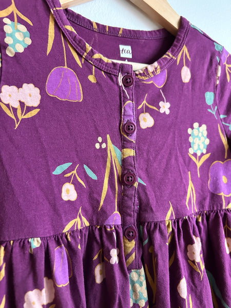 Tea Collection Purple Floral Dress with Buttons • 5-6 years