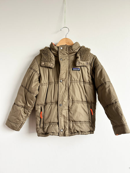 Patagonia Olive and Orange Water Resistant Puffer Jacket • 5-6 years