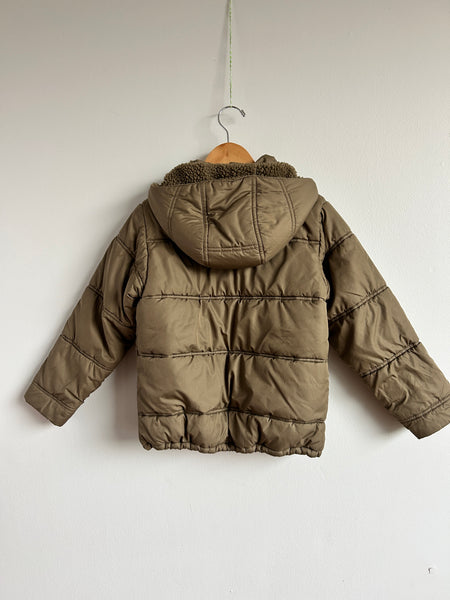 Patagonia Olive and Orange Water Resistant Puffer Jacket • 5-6 years