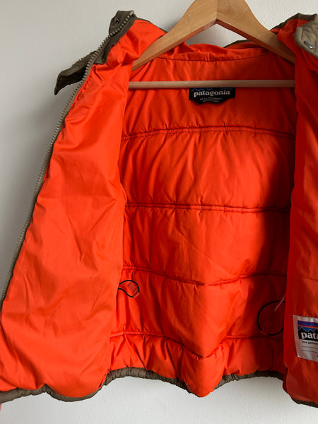 Patagonia Olive and Orange Water Resistant Puffer Jacket • 5-6 years
